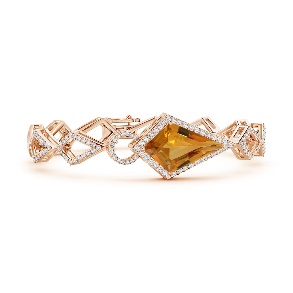 22.23x13.83x8.02mm AAAA GIA Certified Kite-Shaped Step-Cut Citrine Bracelet in Rose Gold