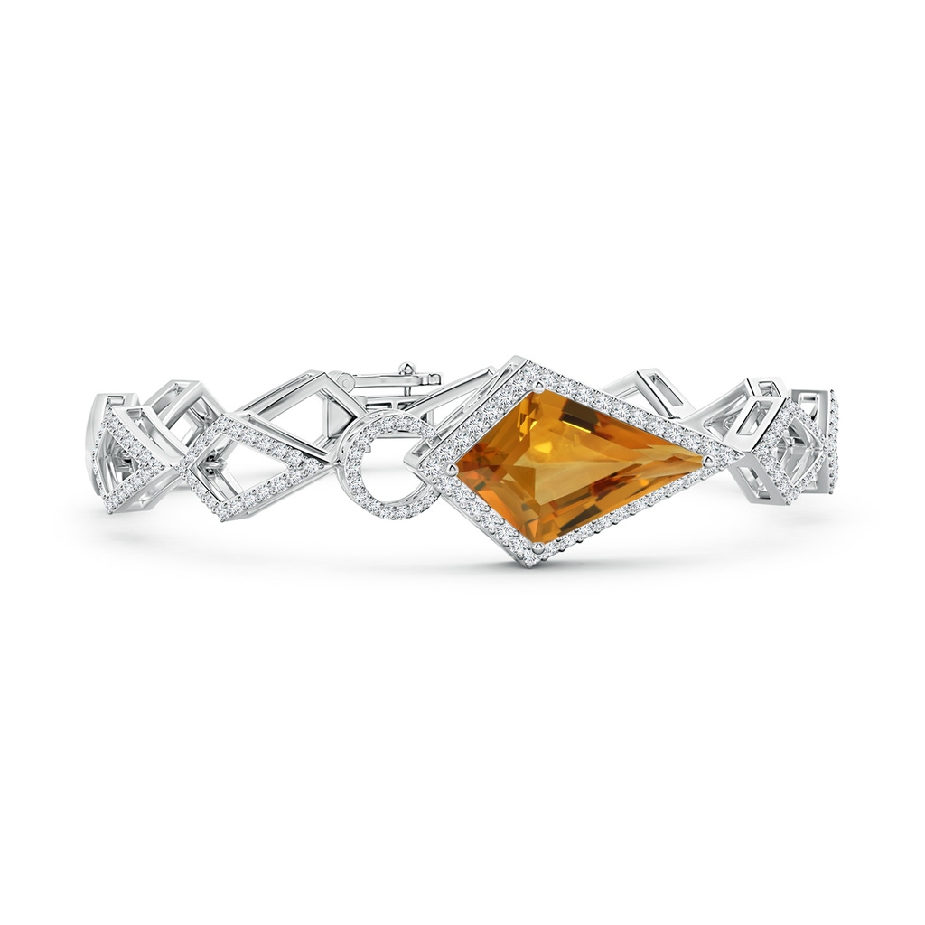 22.23x13.83x8.02mm AAAA GIA Certified Kite-Shaped Step-Cut Citrine Bracelet in White Gold