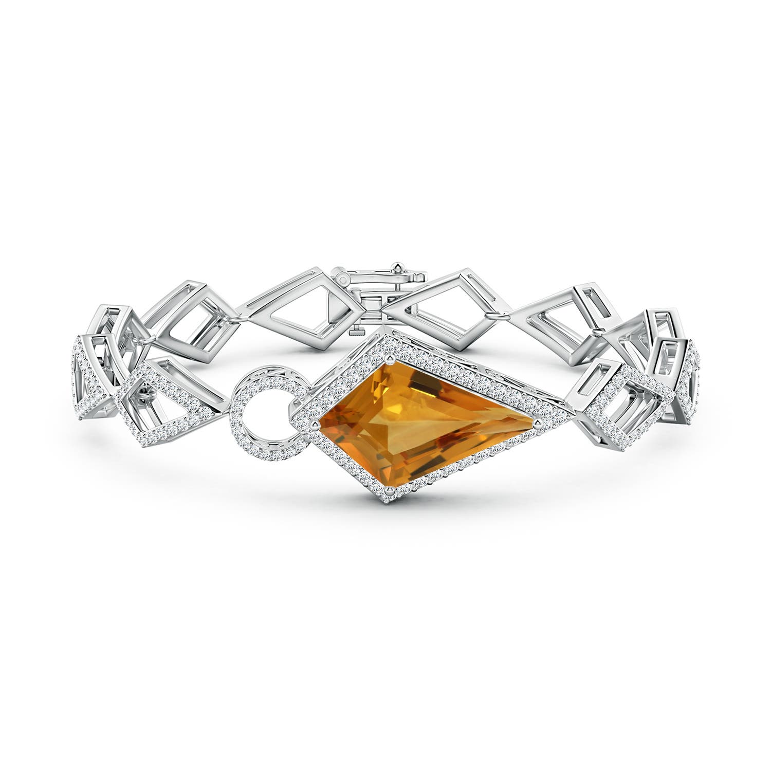 22.23x13.83x8.02mm AAAA GIA Certified Kite-Shaped Step-Cut Citrine Bracelet in White Gold - side 2
