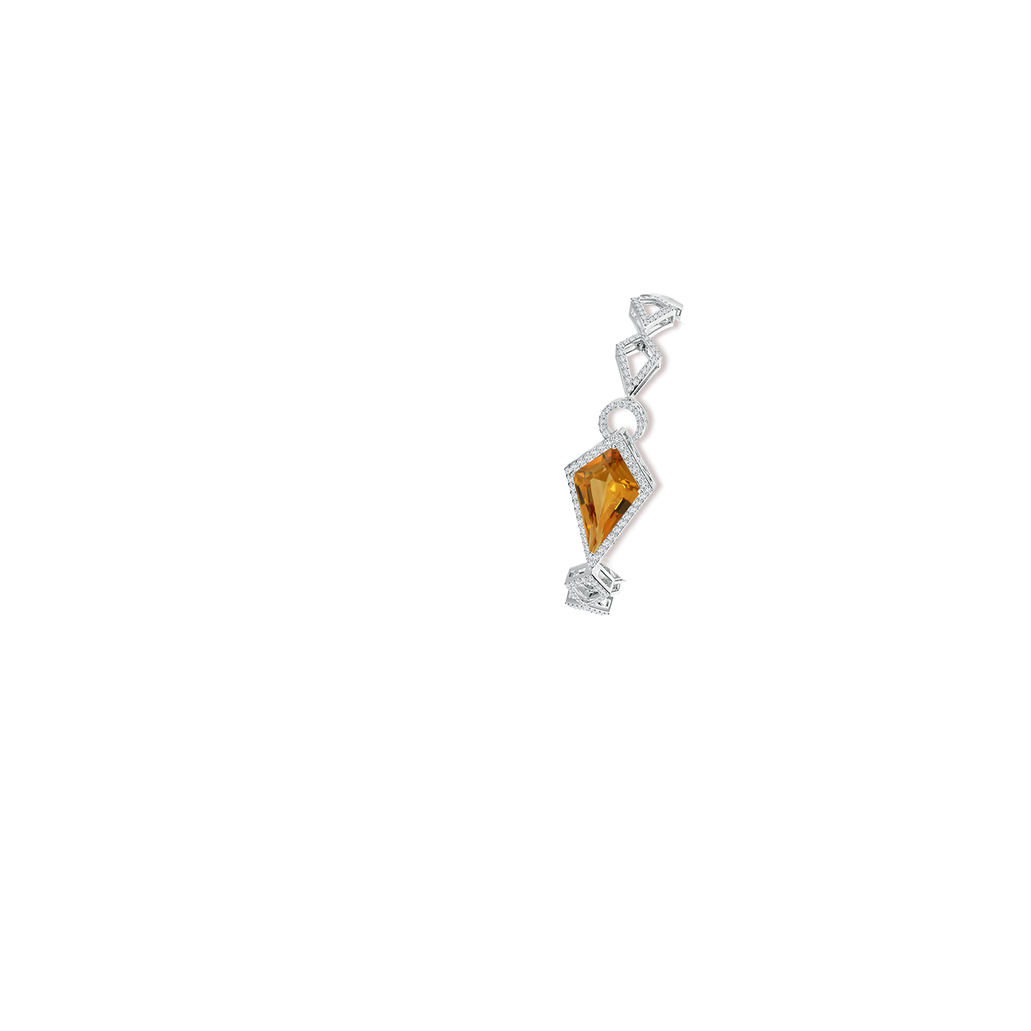 22.23x13.83x8.02mm AAAA GIA Certified Kite-Shaped Step-Cut Citrine Bracelet in White Gold - body_arm