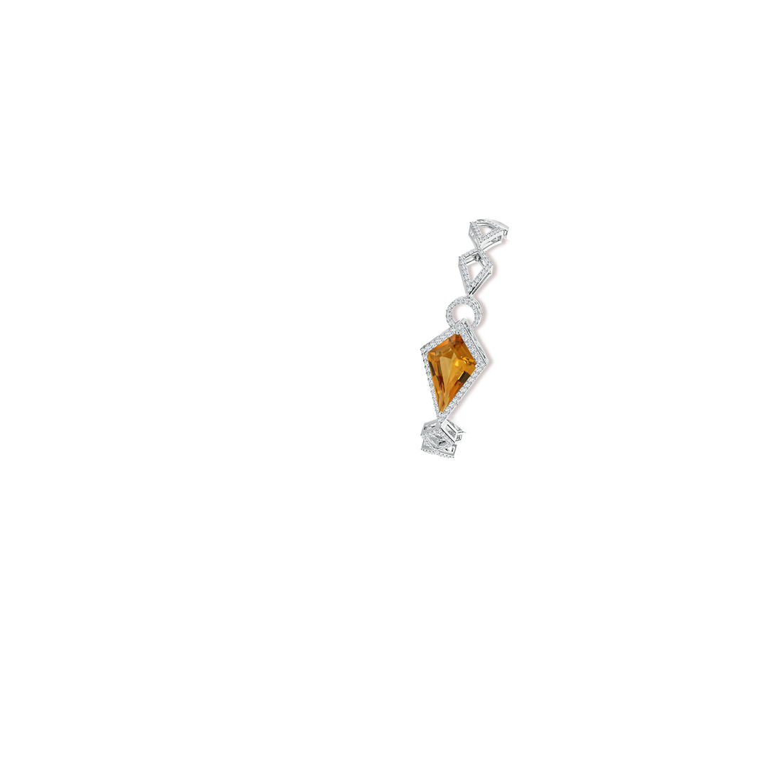 22.23x13.83x8.02mm AAAA GIA Certified Kite-Shaped Step-Cut Citrine Bracelet in White Gold - body_arm