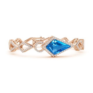 22.19x13.94x7.07mm AAAA GIA Certified Kite-Shaped Step-Cut Swiss Blue Topaz Bracelet in 18K Rose Gold