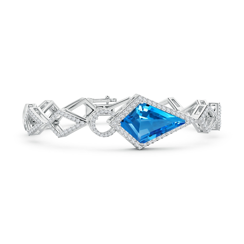 22.19x13.94x7.07mm AAAA GIA Certified Kite-Shaped Step-Cut Swiss Blue Topaz Bracelet in P950 Platinum