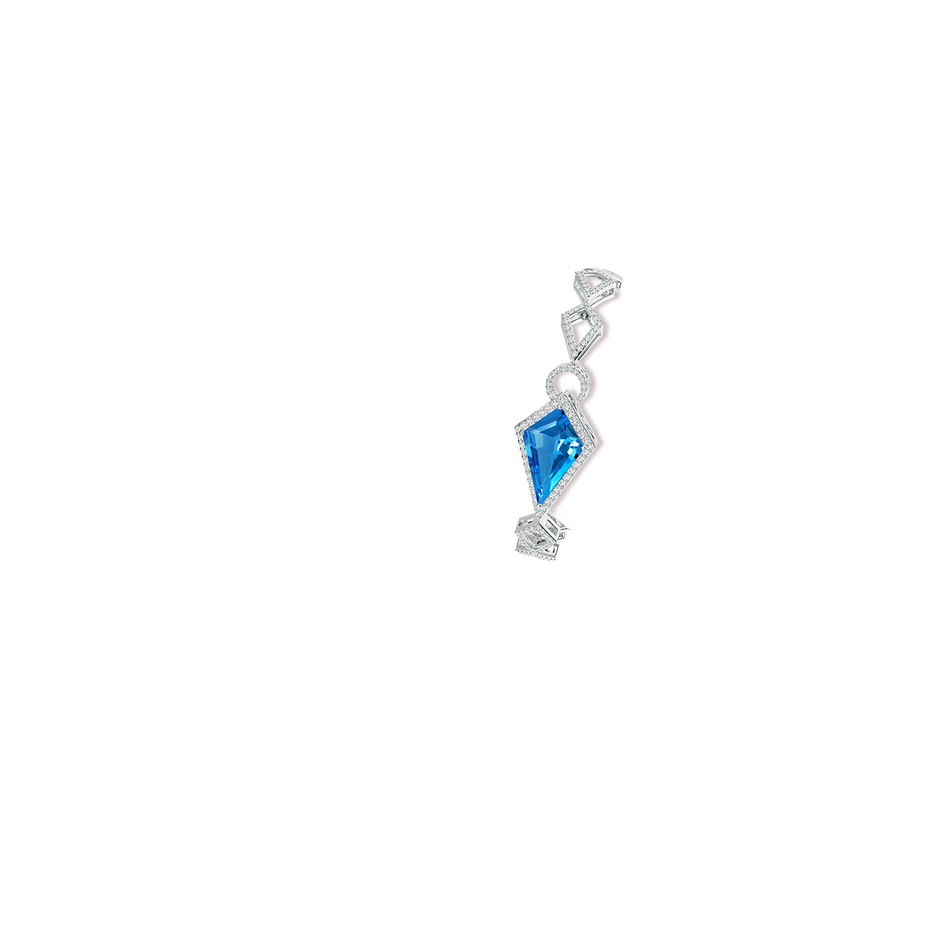 22.19x13.94x7.07mm AAAA GIA Certified Kite-Shaped Step-Cut Swiss Blue Topaz Bracelet in White Gold brac