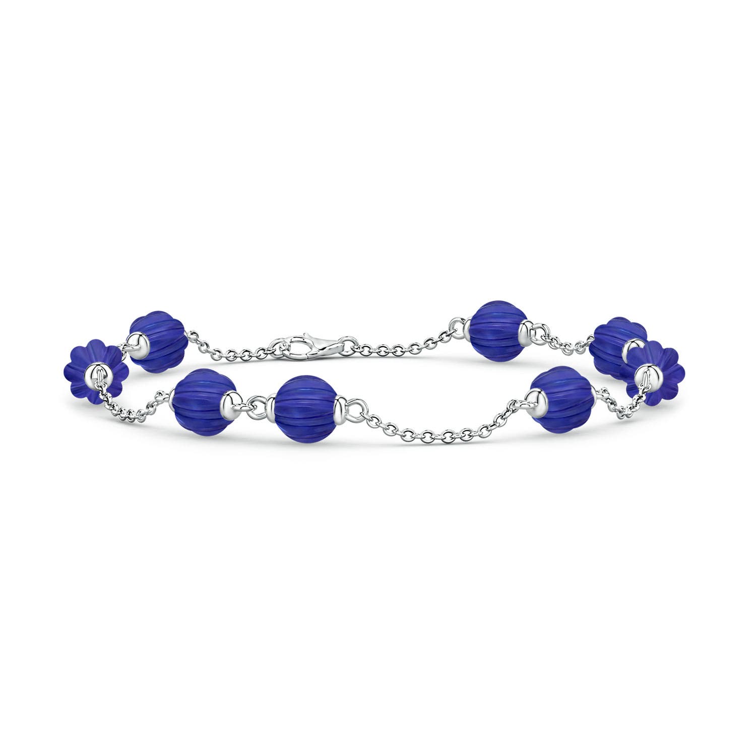 6mm AAA The Heritage Collection Melon-Shaped Tanzanite Chain Bracelet by D.K. Surana in White Gold - main