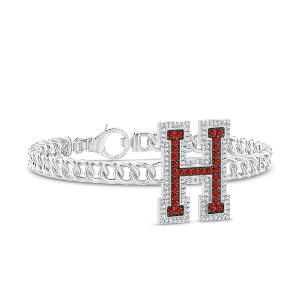 3.5mm IJI1I2 Harvard University Garnet and Diamond Bracelet in White Gold