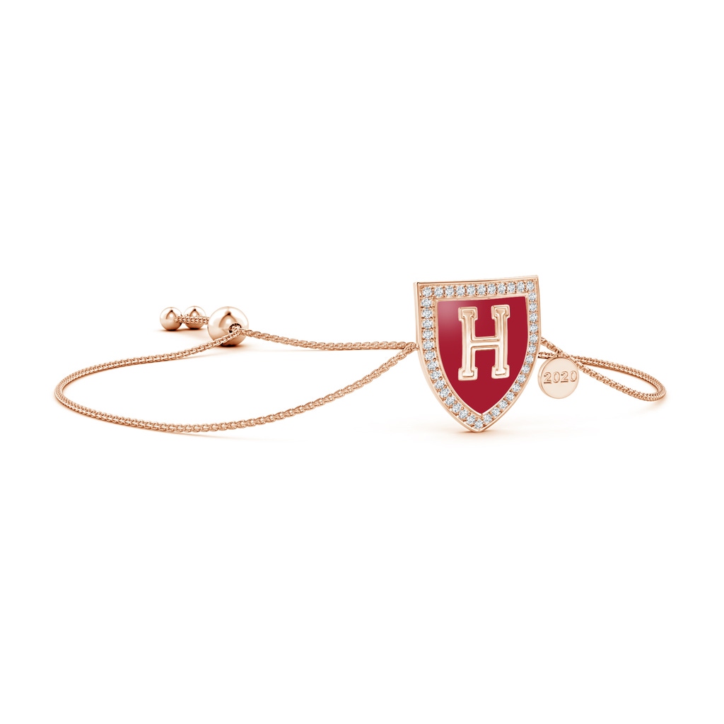 1.1mm IJI1I2 Harvard Insignia Bolo Bracelet with Engraved Year Charm in Rose Gold
