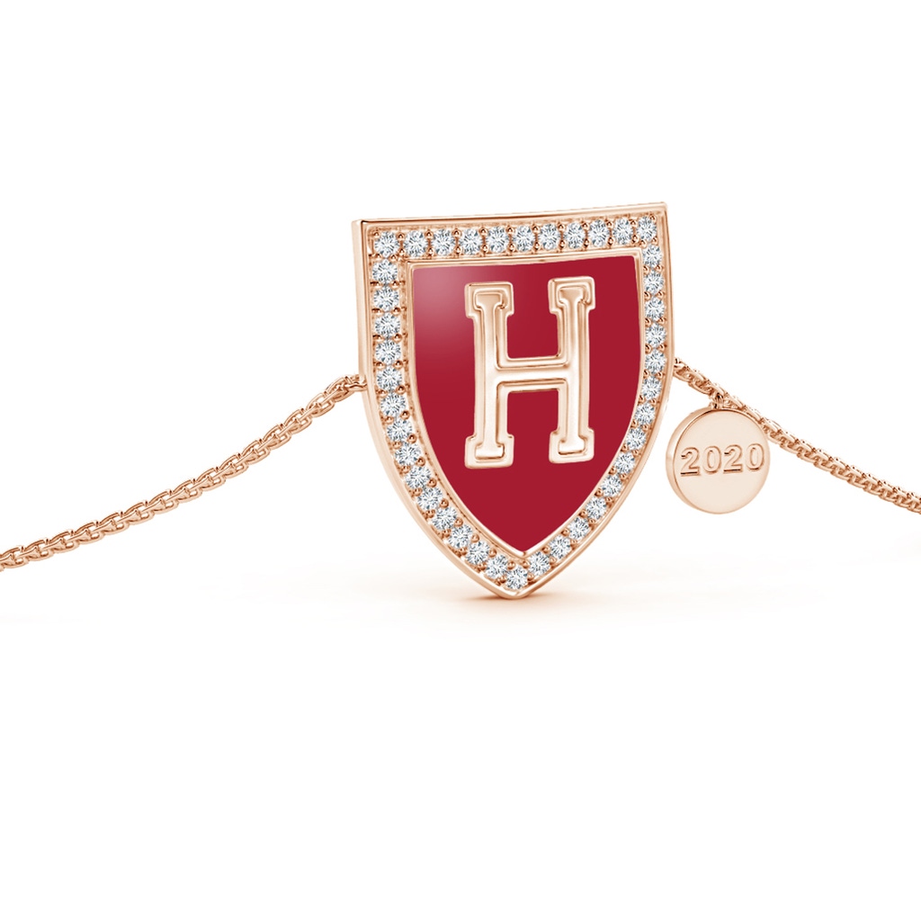 1.1mm IJI1I2 Harvard Insignia Bolo Bracelet with Engraved Year Charm in Rose Gold Side 1