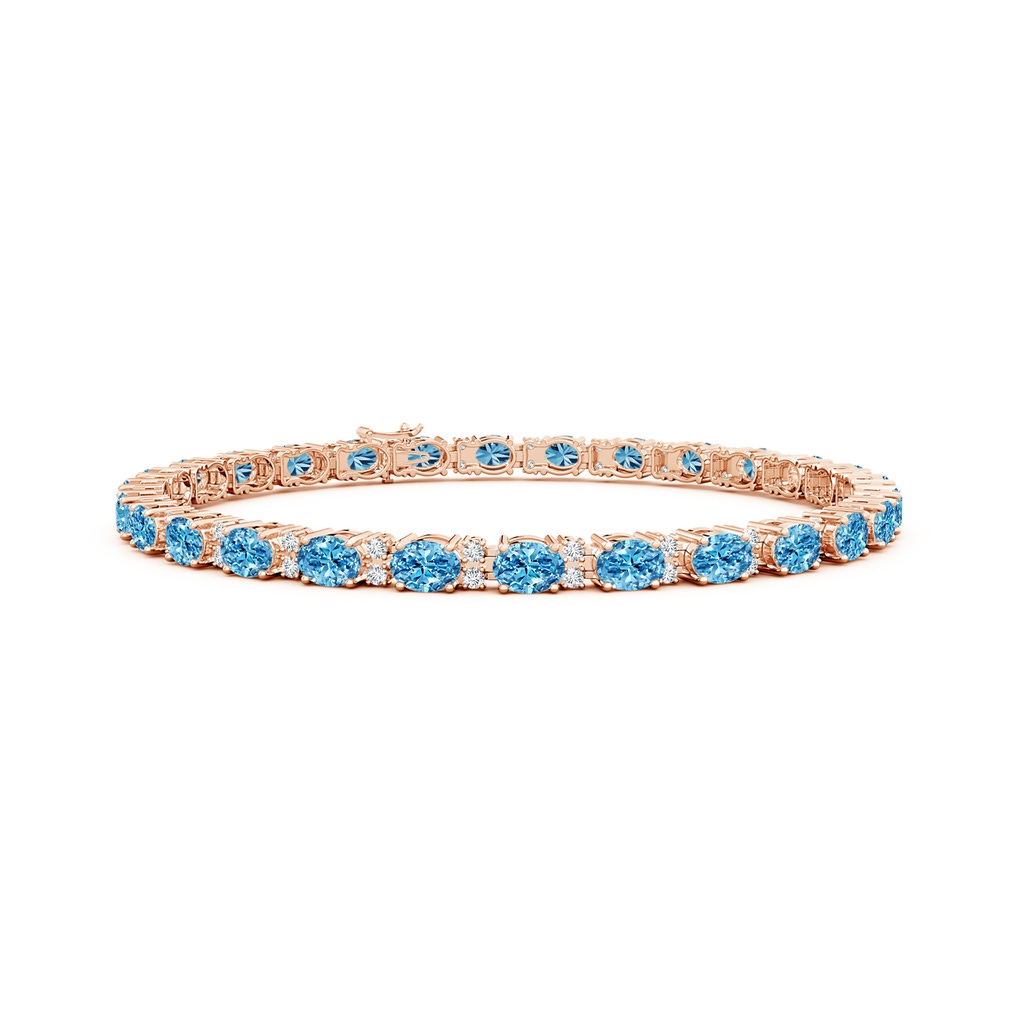 4x3mm Labgrown Classic Oval Lab-Grown Fancy Intense Blue and White Diamond Tennis Bracelet in Rose Gold