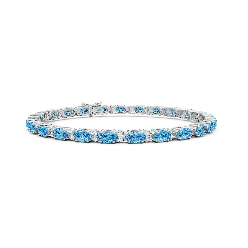 5x3mm Labgrown Classic Oval Lab-Grown Fancy Intense Blue and White Diamond Tennis Bracelet in White Gold