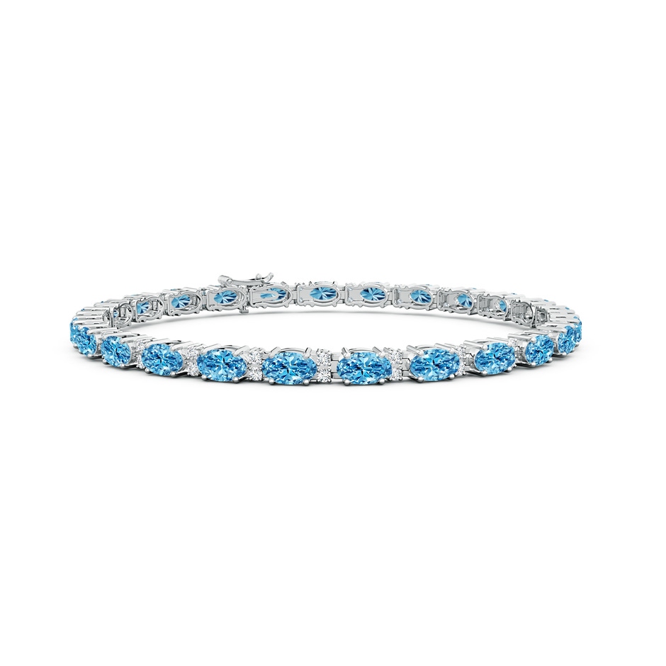 5x3mm Labgrown Classic Oval Lab-Grown Fancy Intense Blue and White Diamond Tennis Bracelet in White Gold 