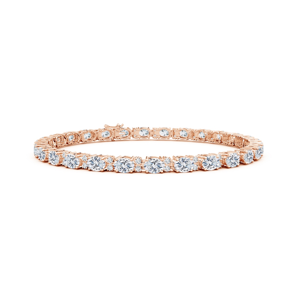 4x3mm FGVS Lab-Grown Classic Oval Diamond Tennis Bracelet With Accents in Rose Gold