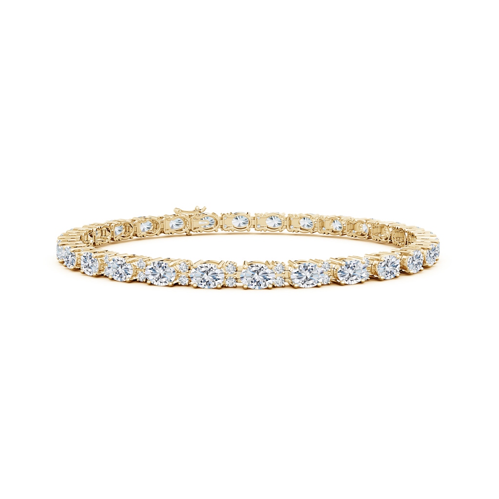 4x3mm FGVS Lab-Grown Classic Oval Diamond Tennis Bracelet With Accents in Yellow Gold 