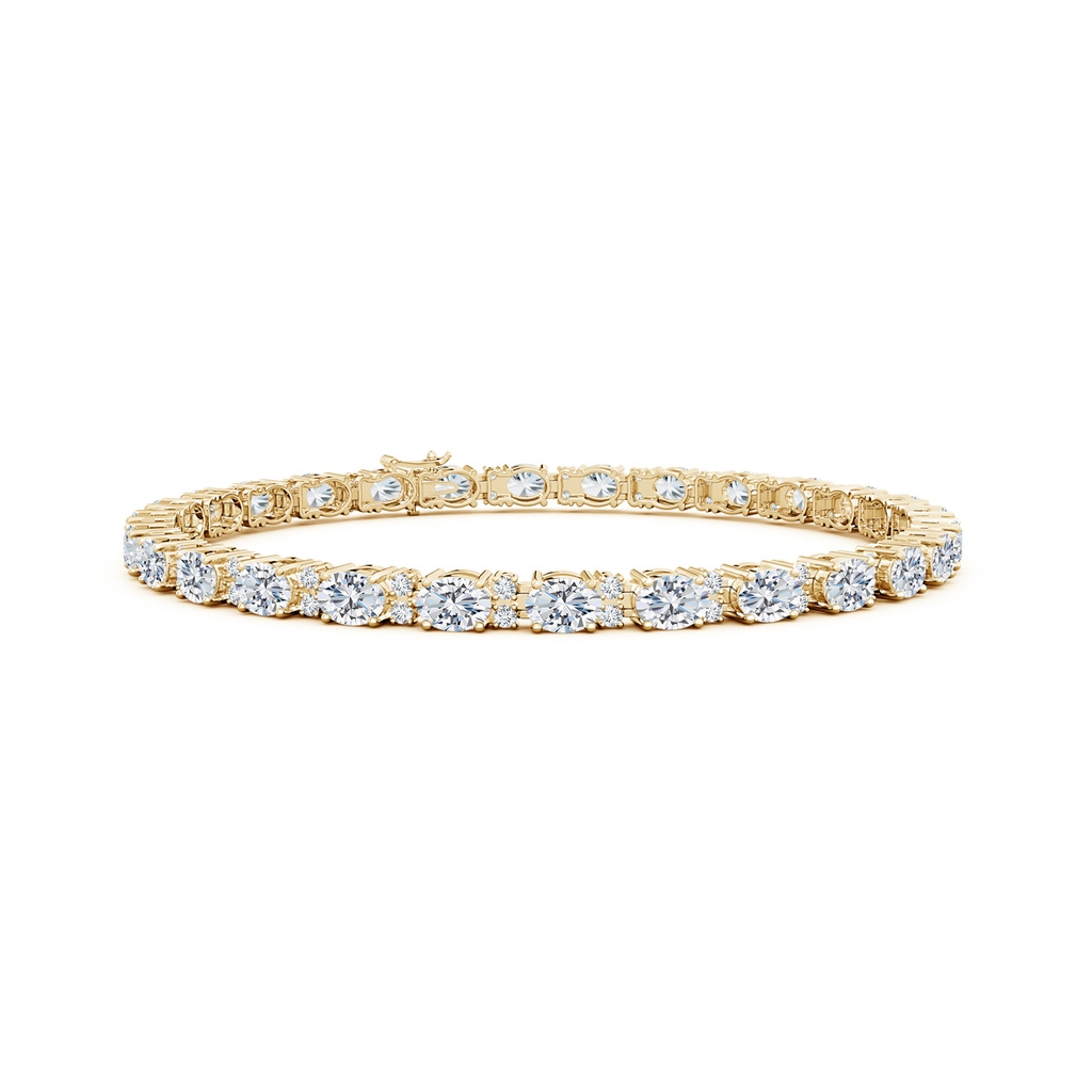 4x3mm FGVS Lab-Grown Classic Oval Diamond Tennis Bracelet With Accents in Yellow Gold