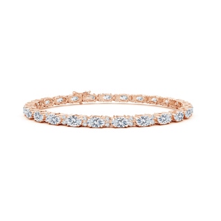 5x3mm FGVS Lab-Grown Classic Oval Diamond Tennis Bracelet With Accents in Rose Gold
