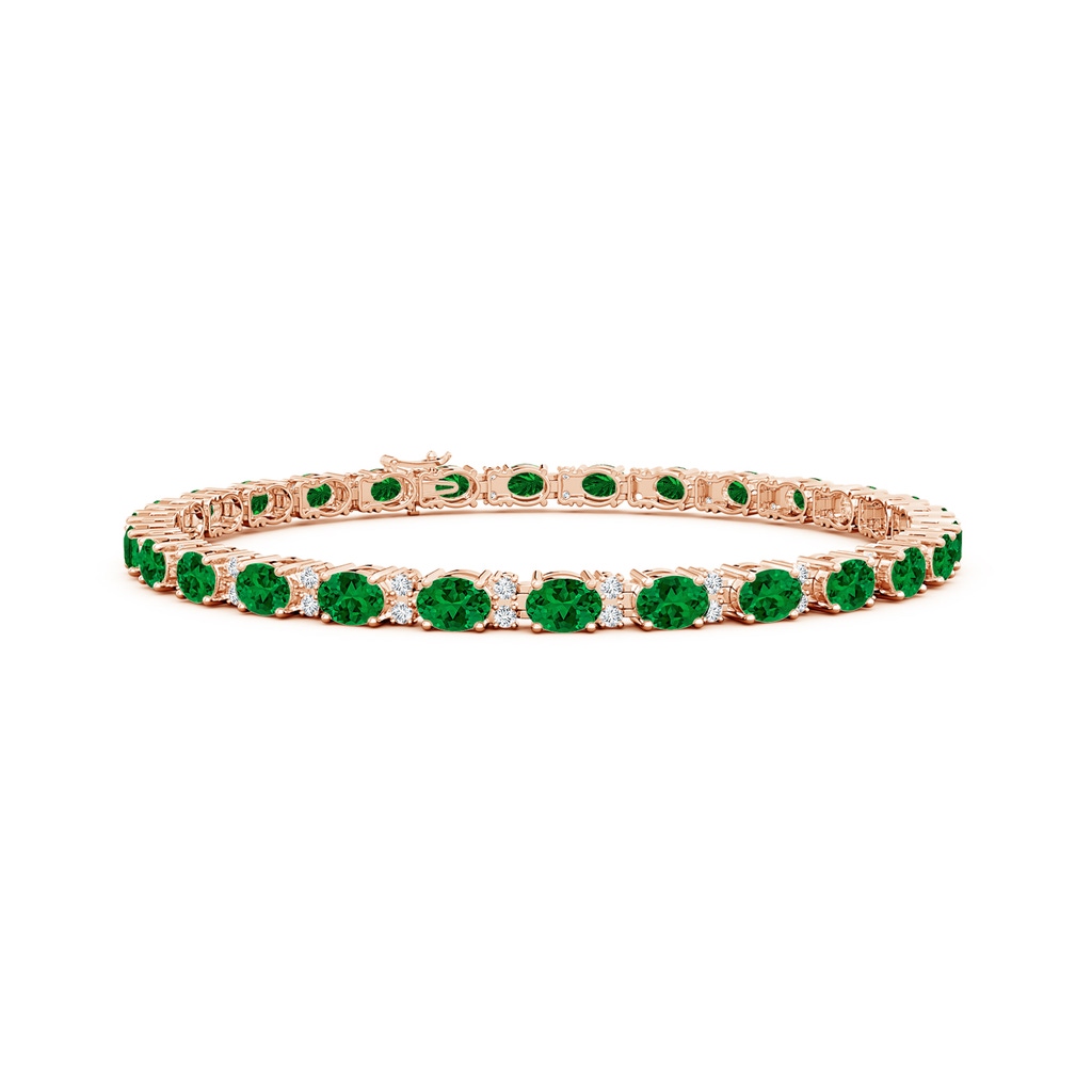 4x3mm Labgrown Lab-Grown Classic Oval Emerald and Lab Diamond Tennis Bracelet in Rose Gold
