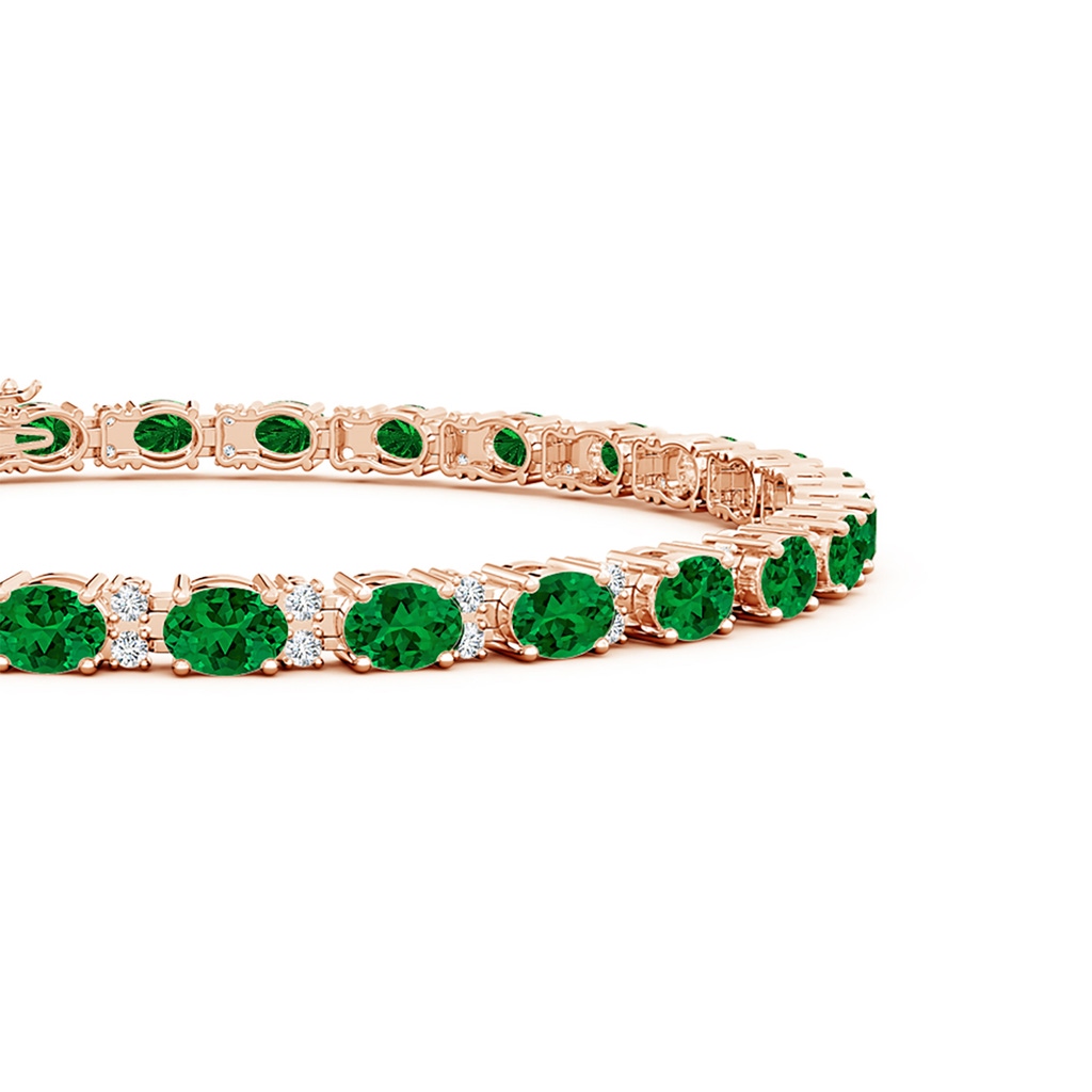 4x3mm Labgrown Lab-Grown Classic Oval Emerald and Lab Diamond Tennis Bracelet in Rose Gold - side 199