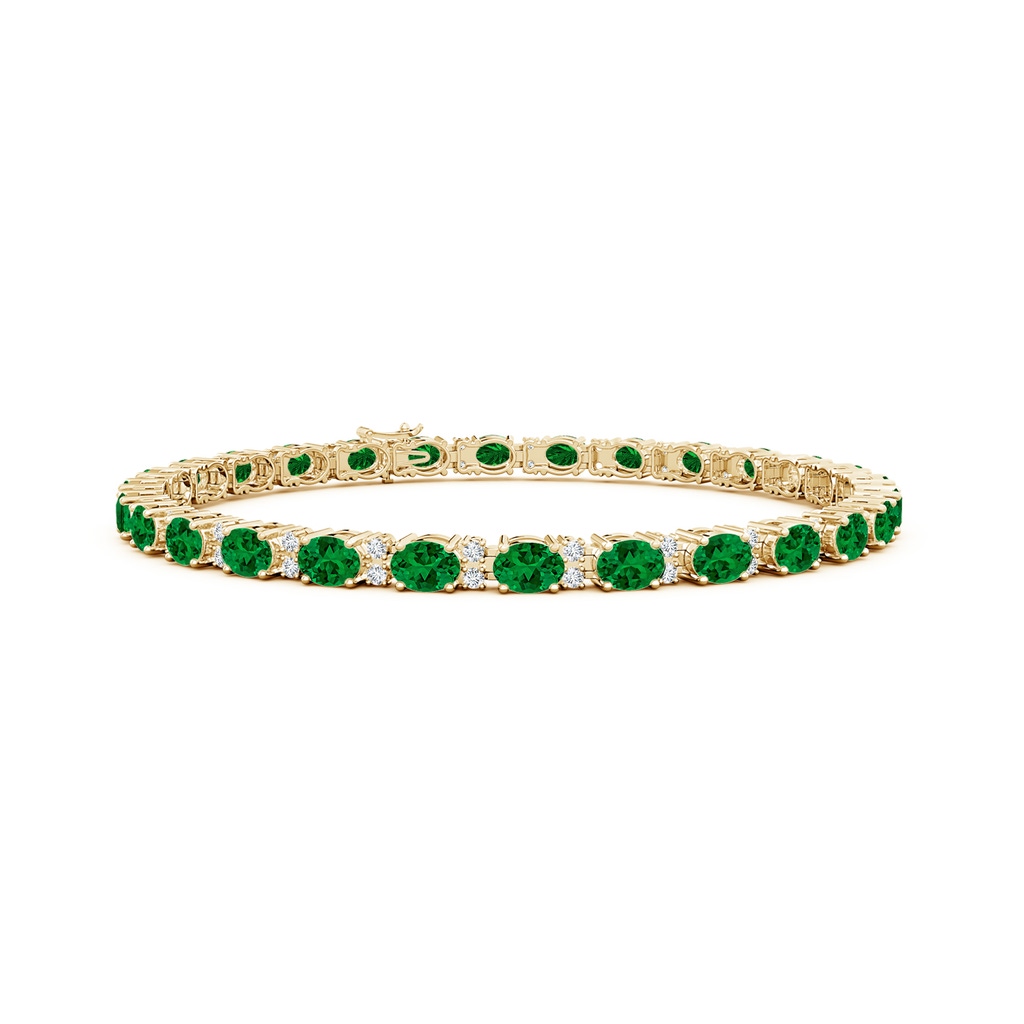 4x3mm Labgrown Lab-Grown Classic Oval Emerald and Lab Diamond Tennis Bracelet in Yellow Gold