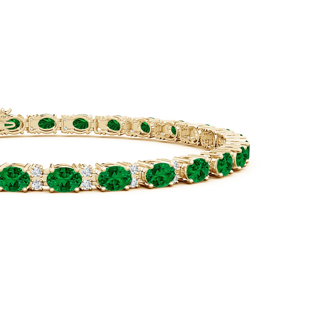 4x3mm Labgrown Lab-Grown Classic Oval Emerald and Lab Diamond Tennis Bracelet in Yellow Gold - side 199