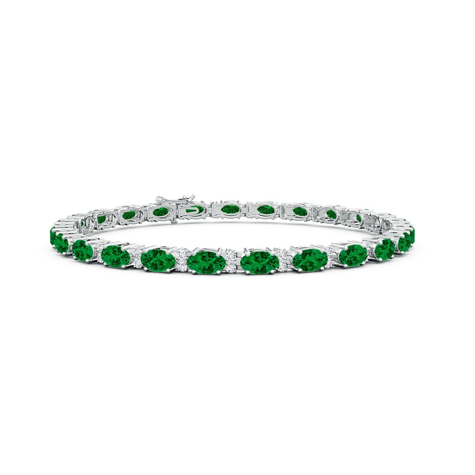 5x3mm Labgrown Lab-Grown Classic Oval Emerald and Lab Diamond Tennis Bracelet in 18K White Gold 