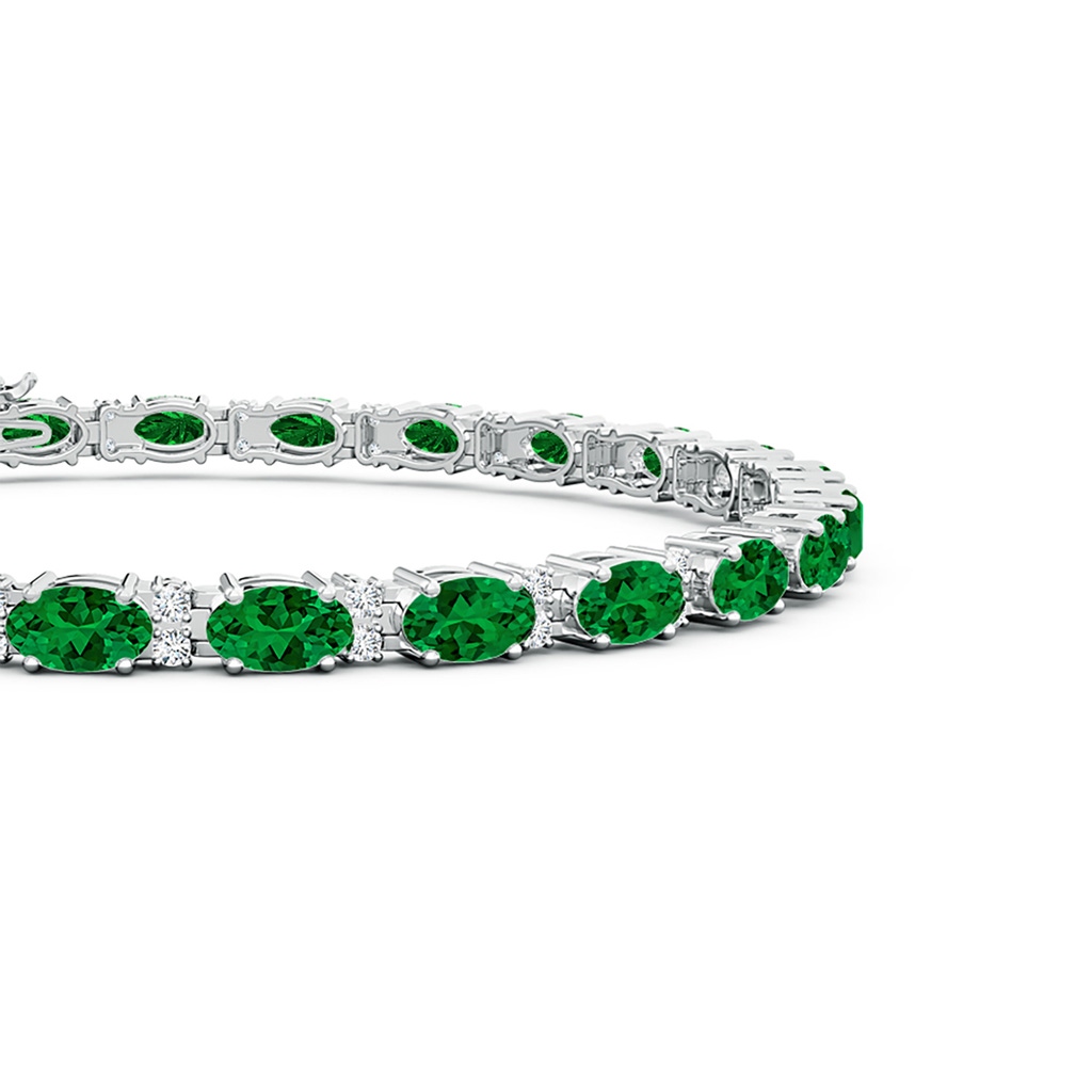 5x3mm Labgrown Lab-Grown Classic Oval Emerald and Lab Diamond Tennis Bracelet in White Gold Side 199