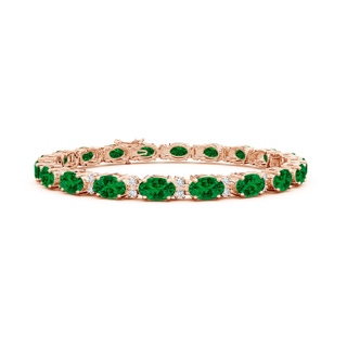 6x4mm Labgrown Lab-Grown Classic Oval Emerald and Lab Diamond Tennis Bracelet in 18K Rose Gold