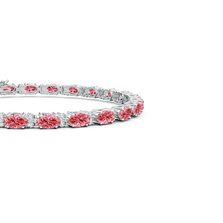 5x3mm Labgrown Classic Oval Lab-Grown Fancy Intense Pink and White Diamond Tennis Bracelet in White Gold side 199