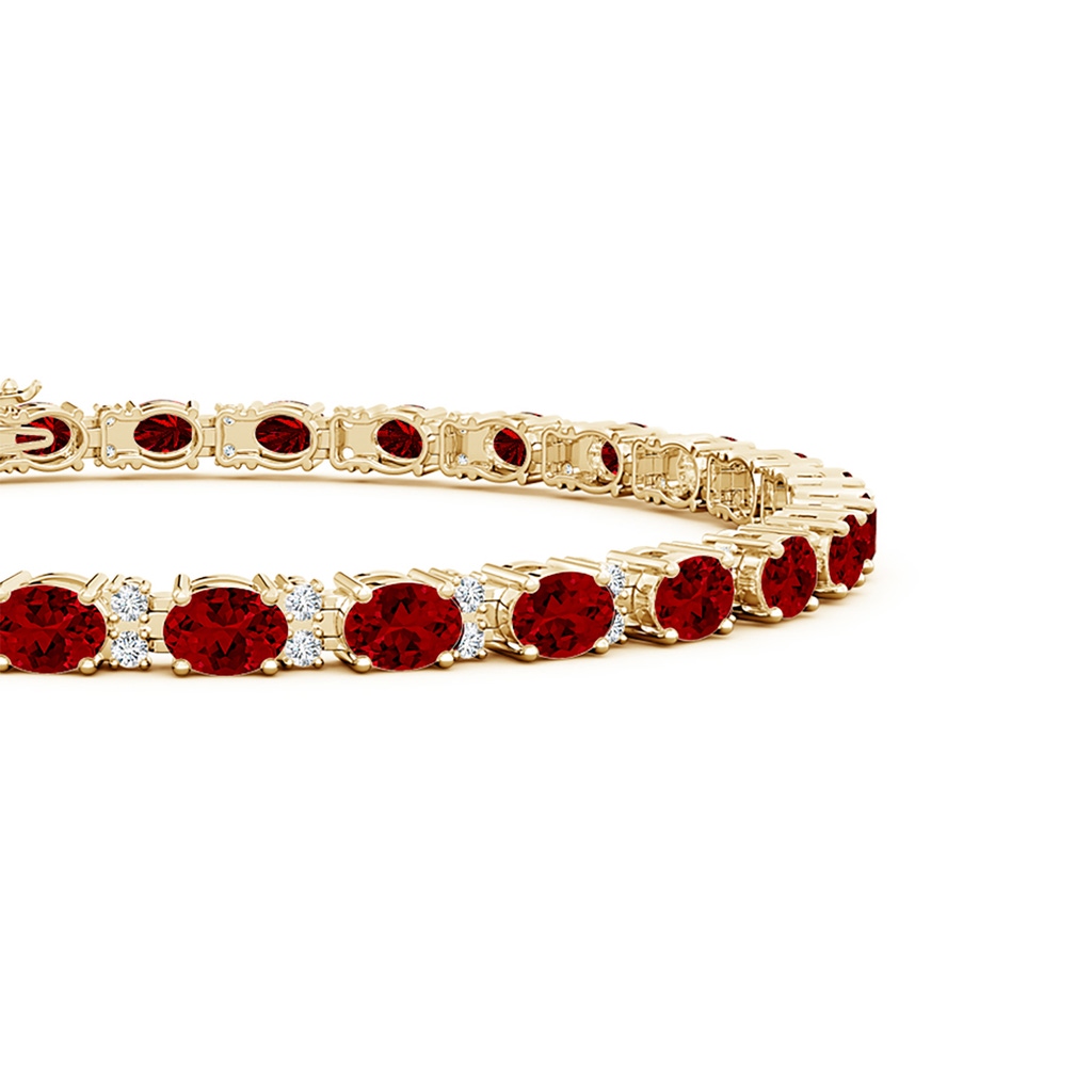 4x3mm Labgrown Lab-Grown Classic Oval Ruby and Lab Diamond Tennis Bracelet in Yellow Gold - side 199
