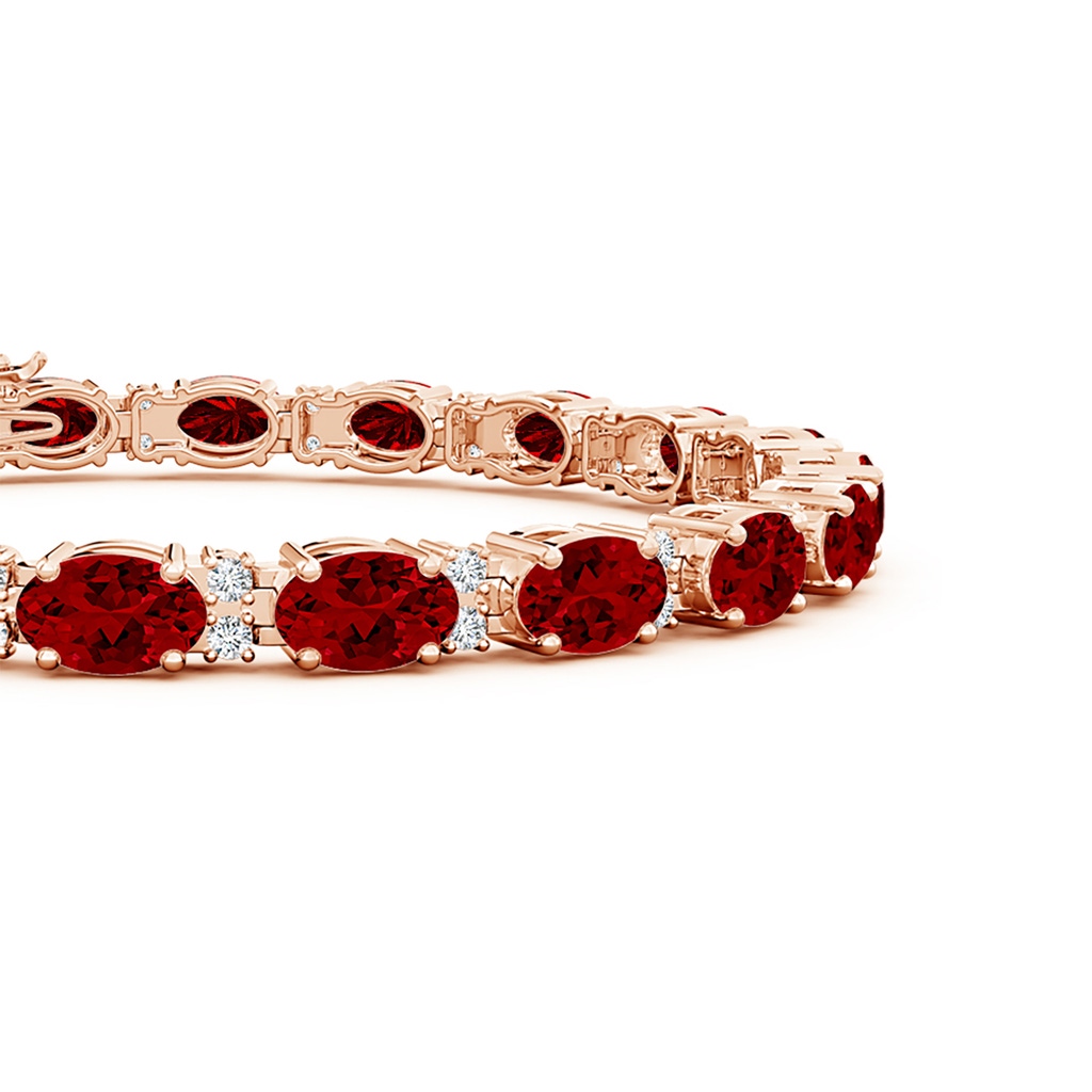 6x4mm Labgrown Lab-Grown Classic Oval Ruby and Lab Diamond Tennis Bracelet in 18K Rose Gold - side 199