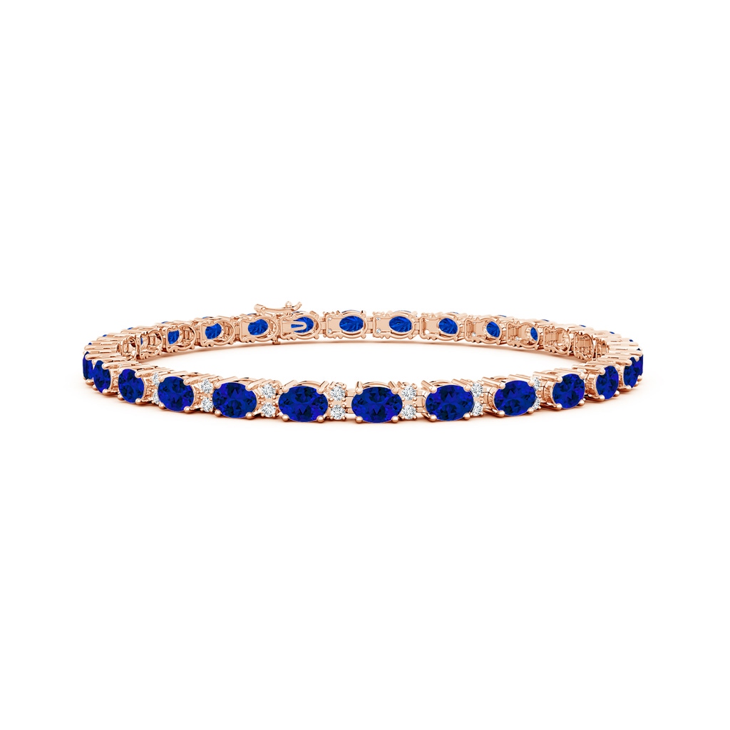 4x3mm Labgrown Lab-Grown Classic Oval Blue Sapphire and Lab Diamond Tennis Bracelet in Rose Gold