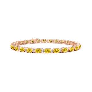 4x3mm Labgrown Classic Oval Lab-Grown Fancy Intense Yellow and White Diamond Tennis Bracelet in 18K Rose Gold