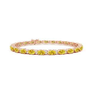 5x3mm Labgrown Classic Oval Lab-Grown Fancy Intense Yellow and White Diamond Tennis Bracelet in 10K Rose Gold