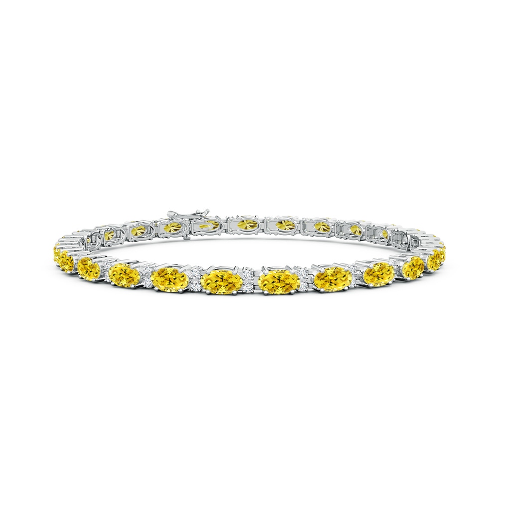 5x3mm Labgrown Classic Oval Lab-Grown Fancy Intense Yellow and White Diamond Tennis Bracelet in White Gold