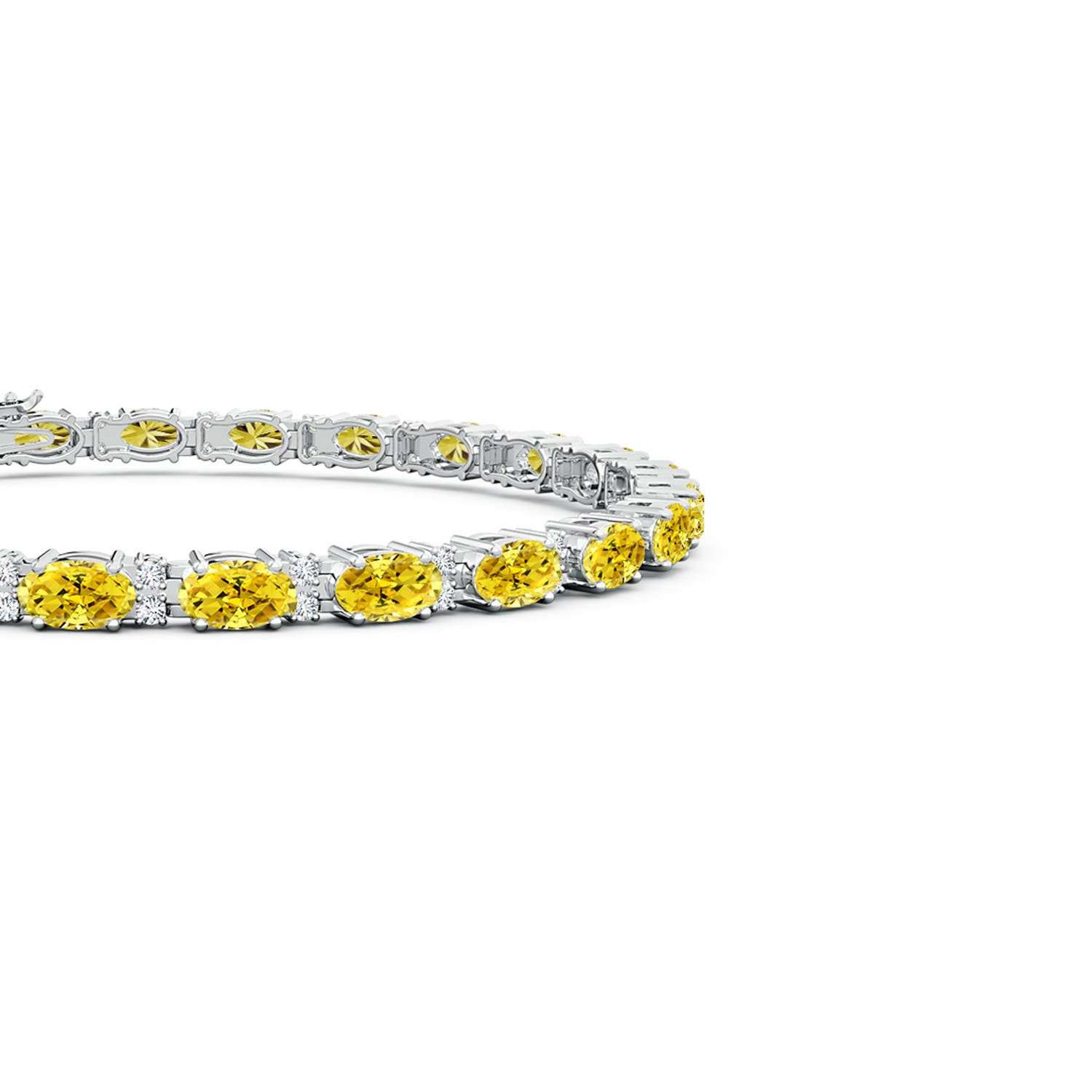 5x3mm Labgrown Classic Oval Lab-Grown Fancy Intense Yellow and White Diamond Tennis Bracelet in White Gold - side 2