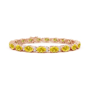 6x4mm Labgrown Classic Oval Lab-Grown Fancy Intense Yellow and White Diamond Tennis Bracelet in 18K Rose Gold