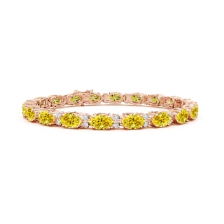 6x4mm Labgrown Classic Oval Lab-Grown Fancy Intense Yellow and White Diamond Tennis Bracelet in 9K Rose Gold