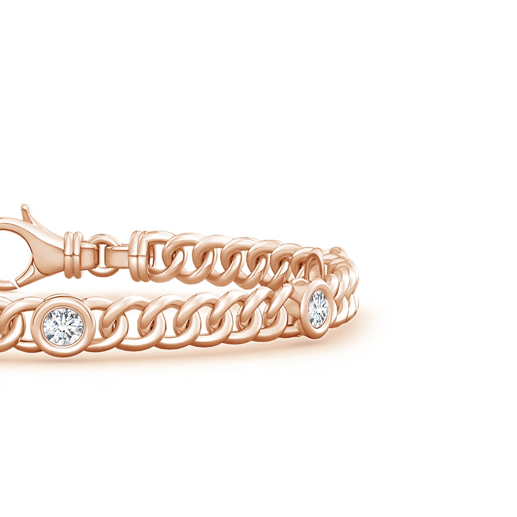 3.5mm FGVS Lab-Grown Bezel-Set Diamond Curb Chain Link Bracelet in Rose Gold - side 199