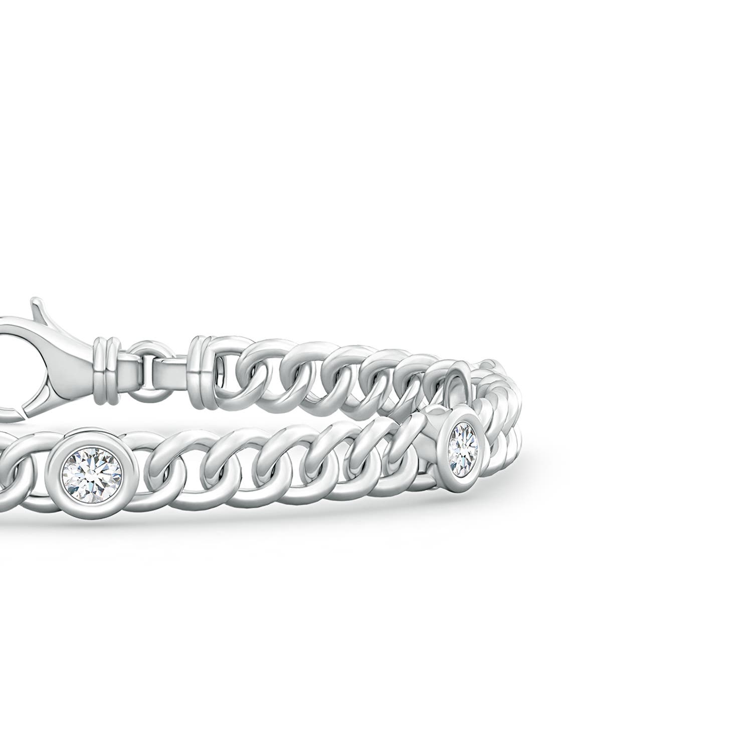 3.5mm FGVS Lab-Grown Bezel-Set Diamond Curb Chain Link Bracelet in White Gold