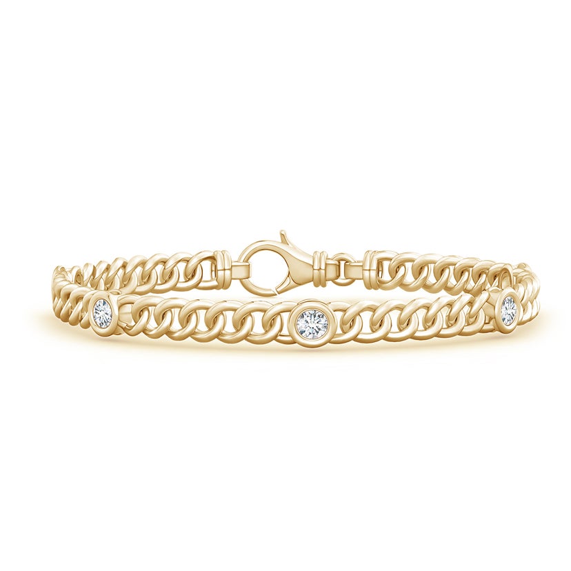 Lab-Grown Bezel-Set Diamond Curb Chain Link Bracelet
