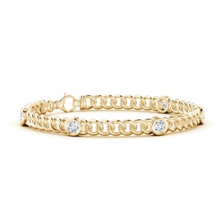 3.8mm FGVS Lab-Grown Bezel-Set Diamond Curb Chain Link Bracelet in Yellow Gold