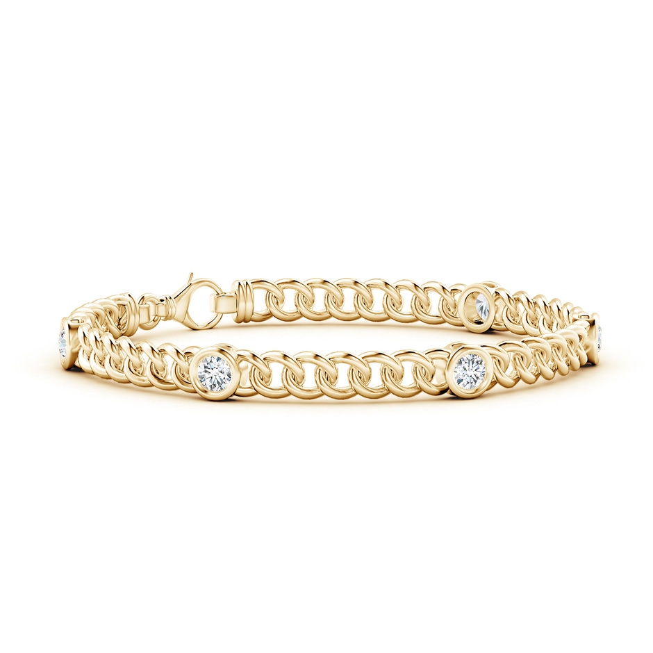 3.8mm FGVS Lab-Grown Bezel-Set Diamond Curb Chain Link Bracelet in Yellow Gold 