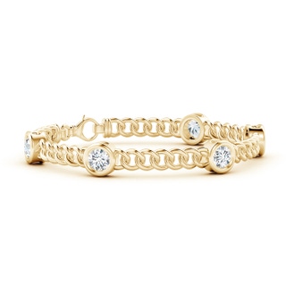 5.4mm FGVS Lab-Grown Bezel-Set Diamond Curb Chain Link Bracelet in 9K Yellow Gold