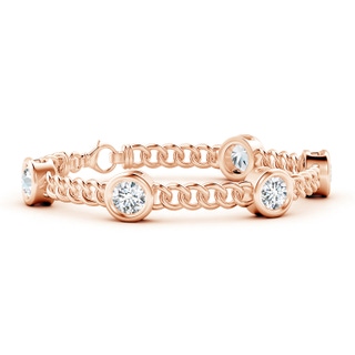 6.4mm FGVS Lab-Grown Bezel-Set Diamond Curb Chain Link Bracelet in 10K Rose Gold