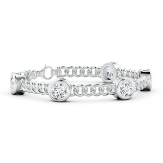 6.4mm FGVS Lab-Grown Bezel-Set Diamond Curb Chain Link Bracelet in White Gold