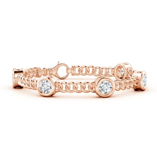 6mm FGVS Lab-Grown Bezel-Set Diamond Curb Chain Link Bracelet in Rose Gold