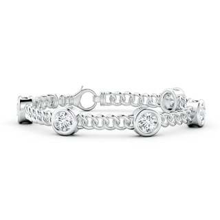 6mm FGVS Lab-Grown Bezel-Set Diamond Curb Chain Link Bracelet in White Gold