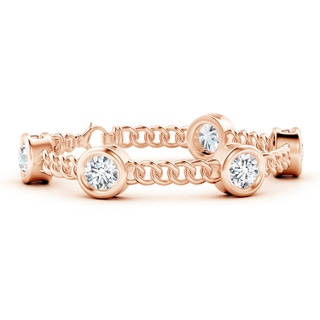 7.4mm FGVS Lab-Grown Bezel-Set Diamond Curb Chain Link Bracelet in 9K Rose Gold