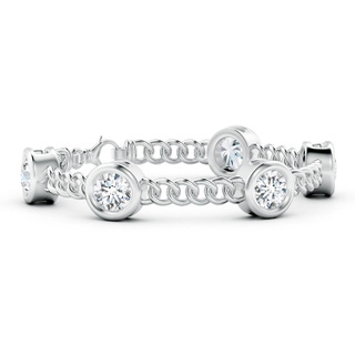 7.4mm FGVS Lab-Grown Bezel-Set Diamond Curb Chain Link Bracelet in White Gold