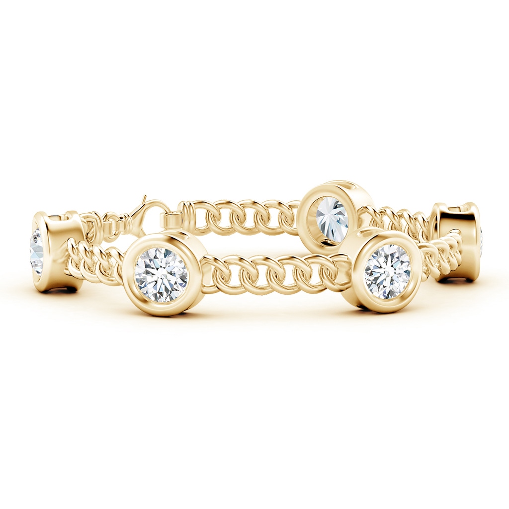 7.4mm FGVS Lab-Grown Bezel-Set Diamond Curb Chain Link Bracelet in Yellow Gold