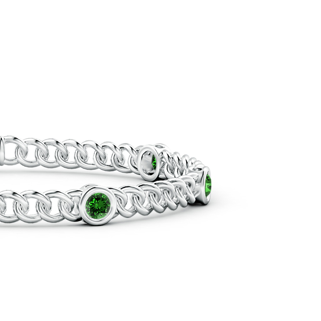 4mm Labgrown Lab-Grown Bezel-Set Emerald Curb Chain Link Bracelet in White Gold - side 199